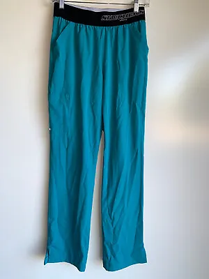 BARCO SKECHERS Vitality Logo Elastic Waistband Turquoise Scrub Pants Size Small • $9.99