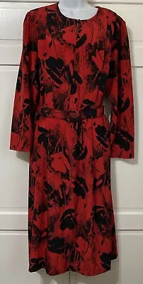 Vintage 80s 90's PELLINI VON BRAMLETT Red Dress Size 13/14 Secretary Retro Y2K • $29.99