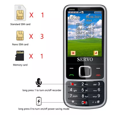 4 SIM Cards 4 Standby Cell Phone Mobile Speed Dial One Key Recorder Magic Voice~ • $33.53