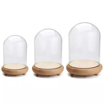 £8.95 • Buy Clear Cloche Bell Jar Decorative Display Glass Dome + Wooden Base Centerpiece UK