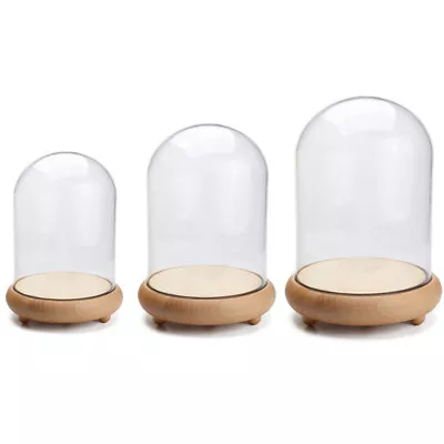 £10.95 • Buy Clear Glass Display Cloche Bell Jar With Wooden Base Flower Light Ornament Cover