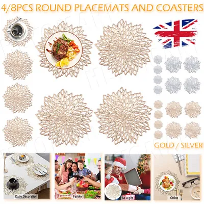 £10.99 • Buy Set Of 4/8 Round Placemats And Coasters Table Place Mats Wedding Dining Decor