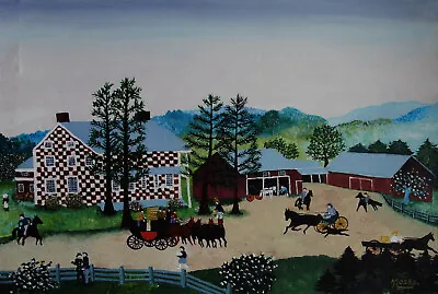 Rare Fine Unique American Landscape Painting Signed Grandma Moses W COA • $439