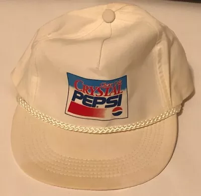 Vintage 1990's Crystal Pepsi Advertising  Clear Soda  White Strap-back Cap Hat • $50.57