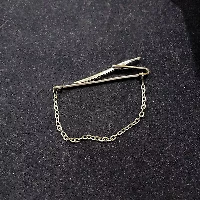 Vintage Hickok Tie Clip Clasp With Chain Silver Plate 50. Pre-Owned. • $13.99