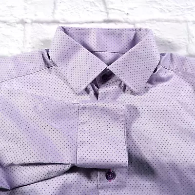 David Donahue Purple Polka Dot Long Sleeve Cotton Mens Dress Shirt 15.5 34/35 • $17.97