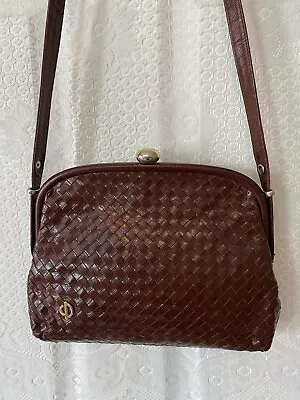 DIANA VICENZA ITALY Hesse Murano Woven BROWN LEATHER Shoulder HANDBAG • $74.96