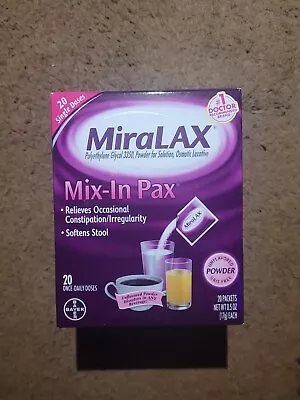 MiraLAX Mix-in Pax Laxative Single Dose Packets 20 Packets Travel Size NEW  • $15