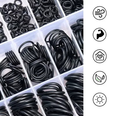 740pcs Rubber O-Ring Gasket Seal Washer Assortment Kits Accessories Black W/ Box • $23.31