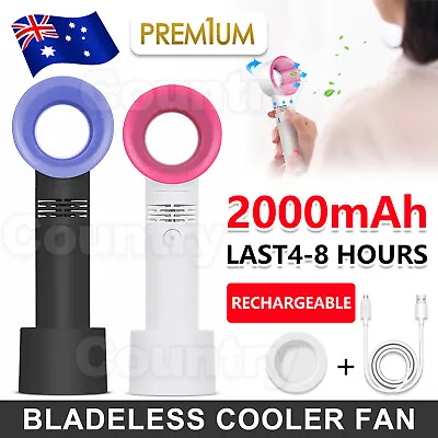 $12.95 • Buy NEW 360° Mute Portable Bladeless Hand Held Mini No Leaf Handy Fan USB Cooler AU