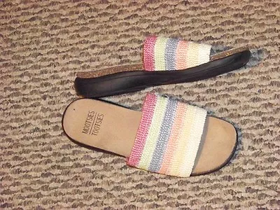 Womens Mootsies Tootsies Emma Multi Colored Band Slip On Sandals Shoes Size 6 • $18.99