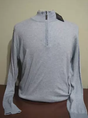 Bugatchi 1/4 Zip Cotton Cashmere Mens Large XL Or 2XL Riviera Blue Sweater NEW • $79.99