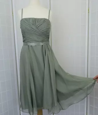 NWT Coast Allure Thyme Green Silk Dress Size 10 Special Occasion  • £45