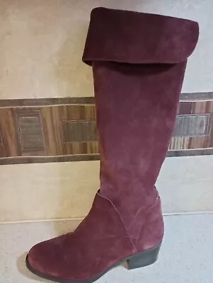 Vince Camuto 9 M Maroon Burgundy Wine Suede Leather Riding Boots Knee High  • $29.19