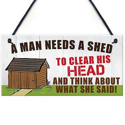 FUNNY Shed Sign Man Cave Garage Home Garden Husband Bar Pub Hanging Plaque Gift • £3.99