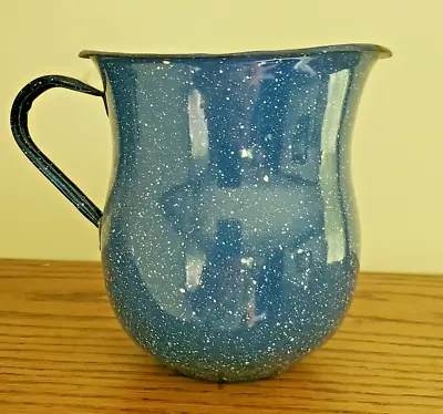 $6 • Buy Mexican CINSA Blue Speckled Enamelware Creamer Or Small Pitcher 5  Tall