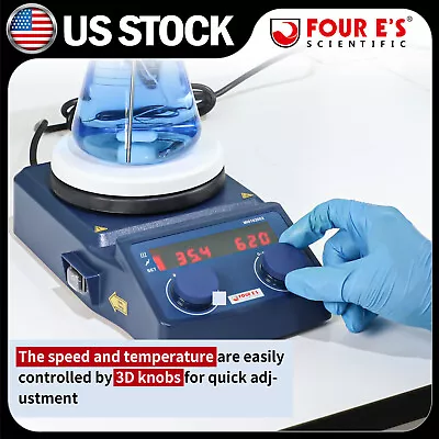 Four E'S Magnetic Stirrer Hotplate Heating Plate Digital Mixer & Stir Bar Lab US • $188.99