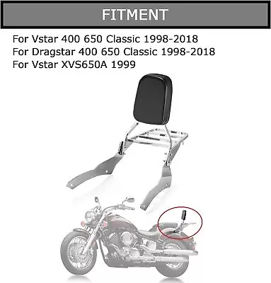 Sissy Bar Backrest Luggage Rack For Yamaha V Star XVS 400 650 Classic 1998-2018  • $77.99