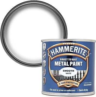 Hammerite Direct To Rust Metal Paint - Smooth White Finish 250ML • £9.64