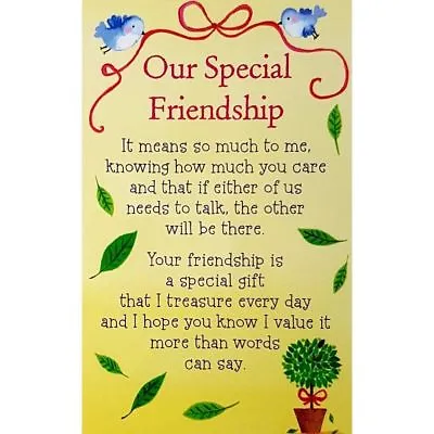 OUR SPECIAL FRIENDSHIP HEARTWARMERS KEEPSAKE Wallet Card Gift Poem Verse Love💕 • £3.29