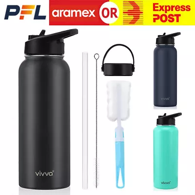 Vivva Double Wall Stainless Steel Water Bottle Vacuum Insulated Thermos Flask AU • $22.59