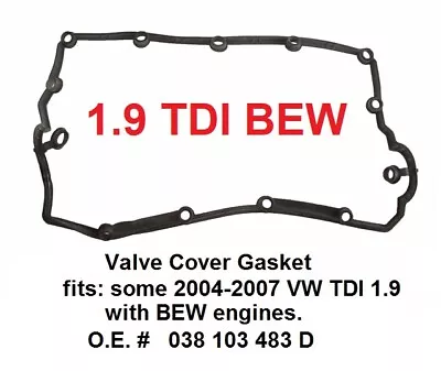 VALVE COVER GASKET Fits VW TDI Diesel 1.9 BEW Engines 2004-2007 Some Models BEW • $15.55