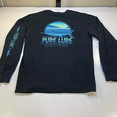 PURE LURE MYRTLE BEACH SOUTH CAROLINA FISH FISHING LONG SLEEVE T SHIRT Mens L • $13.99