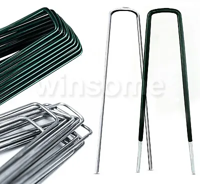 Galvanised Ground Garden Stakes Tent U Pegs Artificial Grass Camping Equipment • £2.78