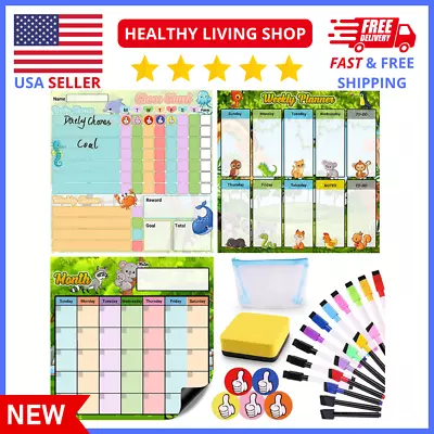 2023 Kids' Planner & Organizer - Magnetic Chore Charts With Daily Task Manager • $15.99