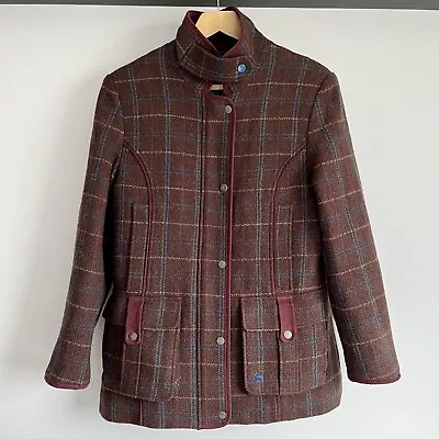 £55 • Buy Ness Tweed Field Coat Womens 12 Brown Check Wool Blend Jacket See Details