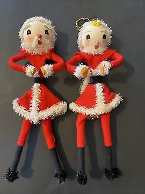 Vintage Japan Santa & Mrs Christmas Ornament 9.5” MCM • $18.80