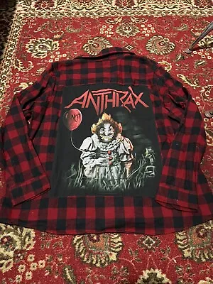 Anthrax Metal Flannel Back Patch 90s Battle Vest Button Down Slayer Metallica 80 • $39.99