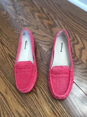 New J.Jill Perforated Suede Pink Leather Moccasins Loafers Shoes Size 7.5 • $36.58