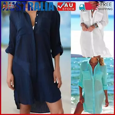 Bathing Suit Cover Up Long Sleeve Bikini Cover Up Simple Sun Protection Clothing • $16.90