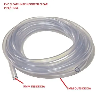 Clear Fuel Line Pipe Hose 7mm Od X 5mm Id Engine Lawnmower Scooter 20cc 49cc • £2.70