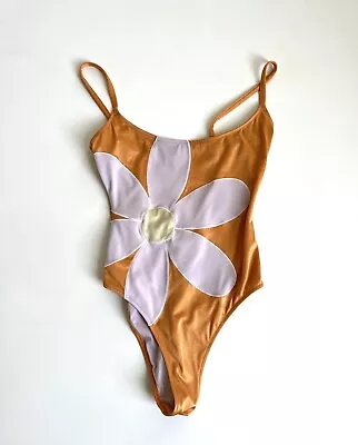 Vintage Moschino Mare One-piece Swimsuit Yellow Daisy Swimming Costume S M • $246.63