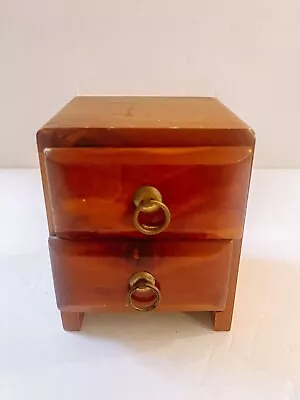 Vintage Cedar Wooden Mini Dresser Chest Of Drawers Jewelry Box Doll Furniture • $18