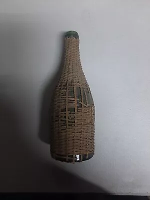 Vintage Wicker Wrapped Green Wine Bottle • $5.63