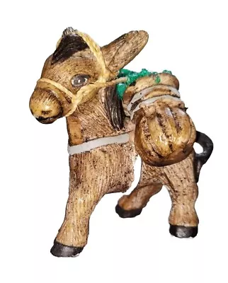 Donkey Burrow Mule Figure Figurine Statue Green Stones Side Baskets Unmarked  • $21.74