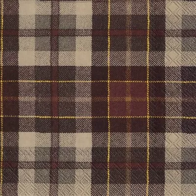 £1.39 • Buy 4 Single Paper Decoupage Napkins. Brown Classic Scottish Tartan Design -958