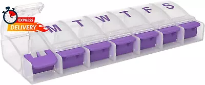 Weekly (7-Day) Pill Organizer Vitamin And Medicine Box Large Push Button Compa • $6.31