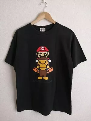 Mario X BABY MILO BAPE A Bathing Ape Collaborative Tee T-shirt Black Size M Used • $99.80