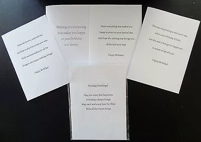 £1.70 • Buy 10 BIRTHDAY CARD INSERTS PRE-CUT, A5, A6, 5x5, 6x6,7x5, 100gsm, 5 GREETINGS