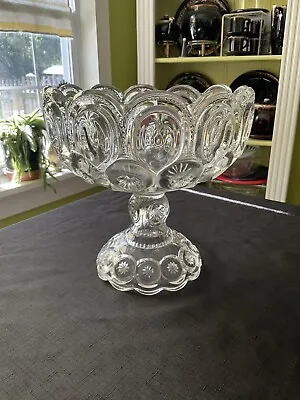 EAPG Adams & Co Palace Clear (Moon Stars) 8.5” Compote Pedestal Bowl • $15