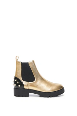 £93.60 • Buy Desigual Biker Gold Chunky Chelsea Boots With Back Studs Style 21WSAP05