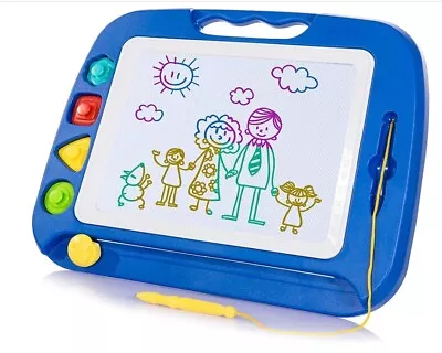 SGILE Large Magnetic Drawing Board - 4 Colors 42×33cm Doodle Pad With 4 Stamps • £18.99