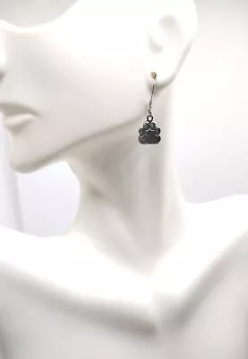 Sterling Silver 925 Stamp Dog Paw Print  Dangle Drop Earrings Jewelry Gift • $29.99