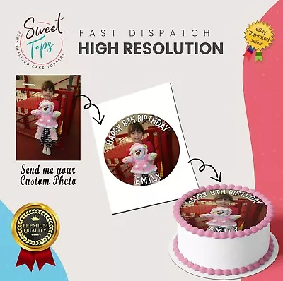 Custom Photo Edible Round Birthday Cake Topper Decoration Personalised • £6.99