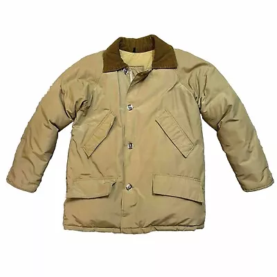 Vintage LL Bean Goose Down Parka Jacket 50s Corduroy Collar Puffer Coat USA Sz M • $99.99