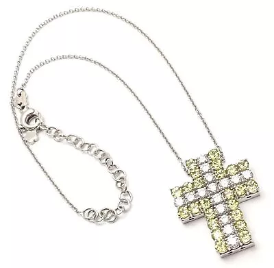 New! Authentic Pasquale Bruni 18k White Gold Diamond Peridot Cross Necklace • $8000